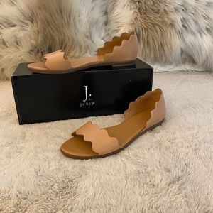J.Crew scalloped peep toe flats - nude